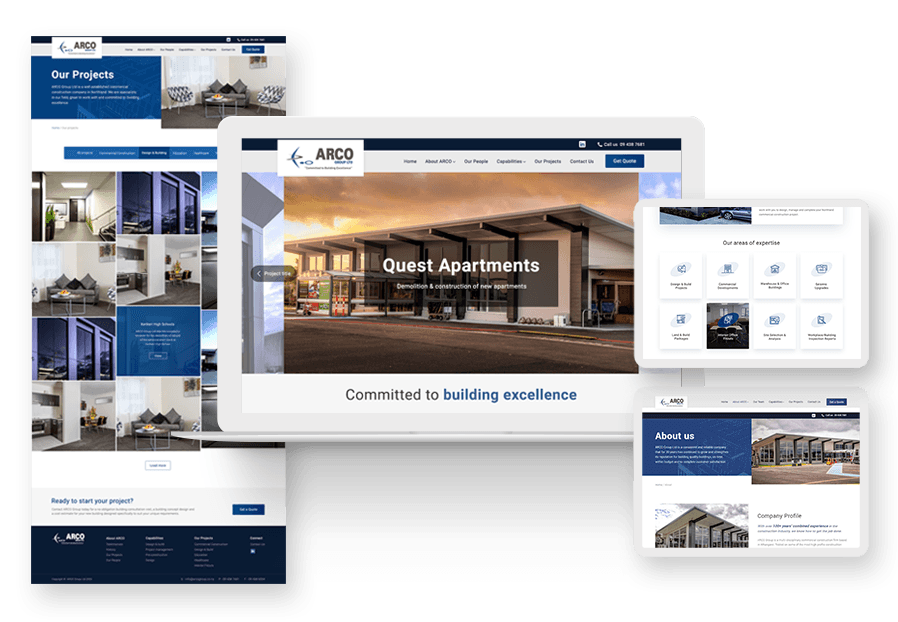 Www.wegontalcuga created the website for construction company ARCO to present their services